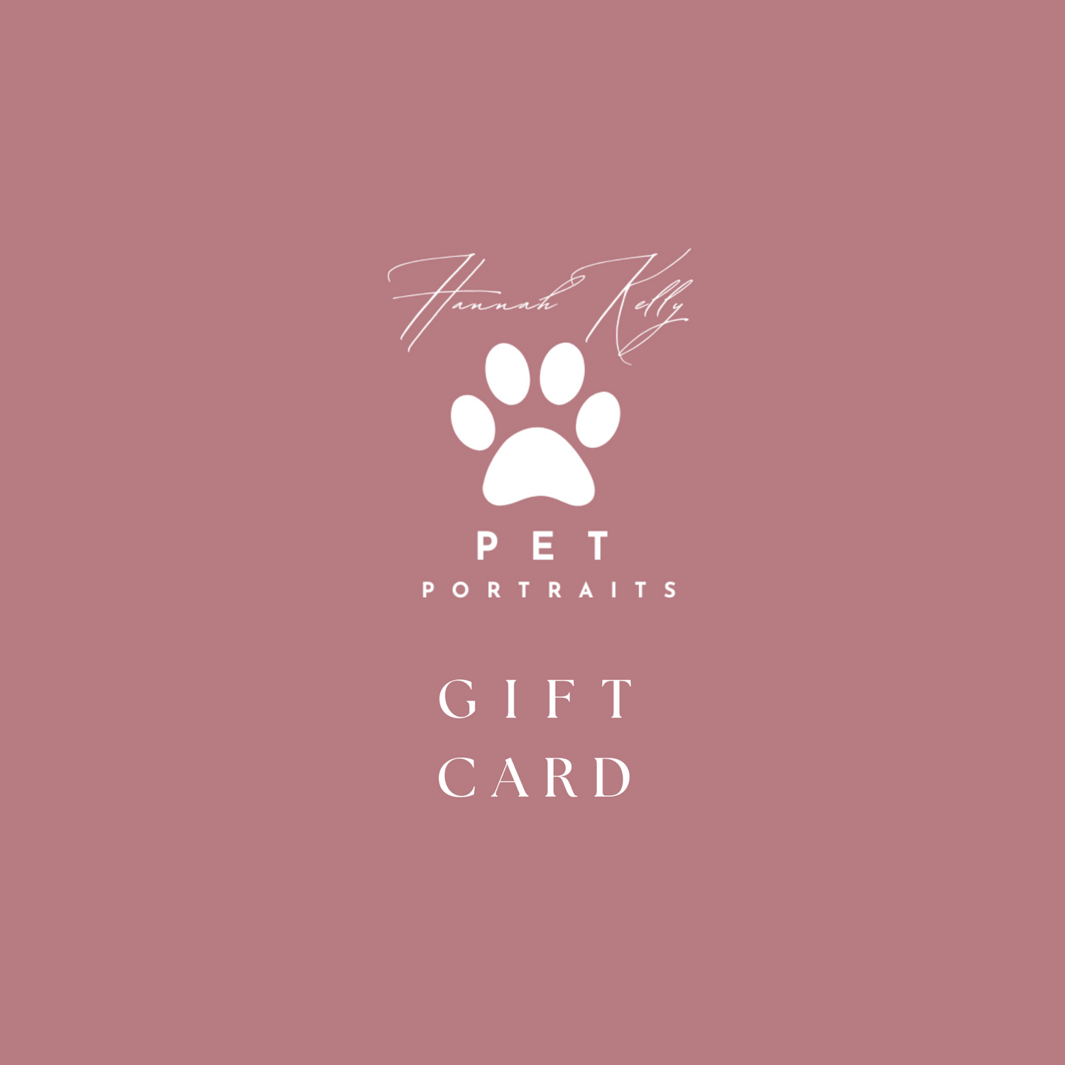 Pink background of gift card for Hannah Kelly Pet Portraits