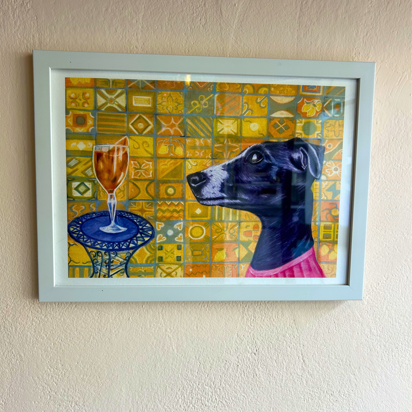 A Taste of Amalfi | Limited Edition Art Print of Sighthound with an Aperol Spritz