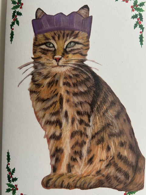 Ragdoll cat Christmas card, detail