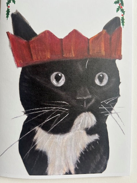 Ragdoll cat Christmas card, detail