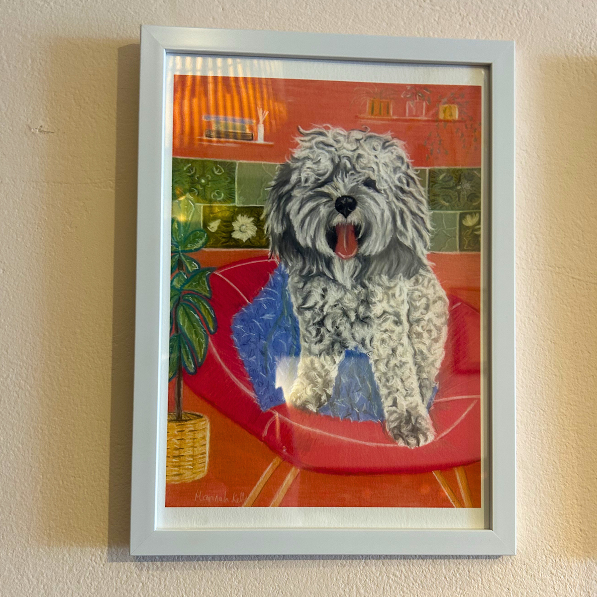 Pink Sundays | Cavapoo Dog Art Print with Tenement Tiles