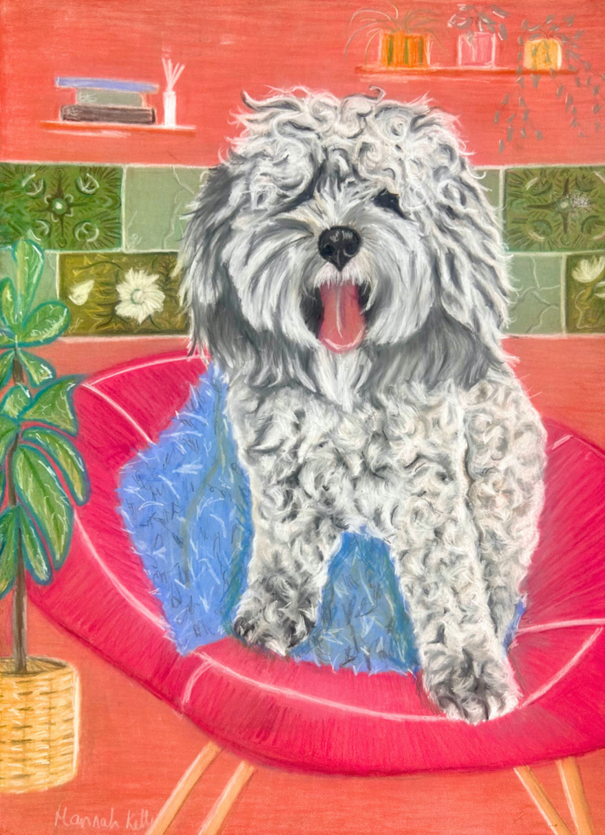 Pink Sundays | Cavapoo Dog Art Print with Tenement Tiles