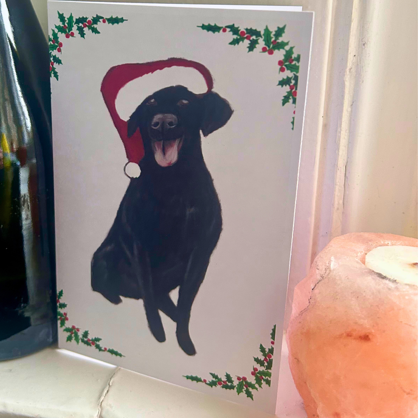 Hand Drawn Black Labrador Christmas Card
