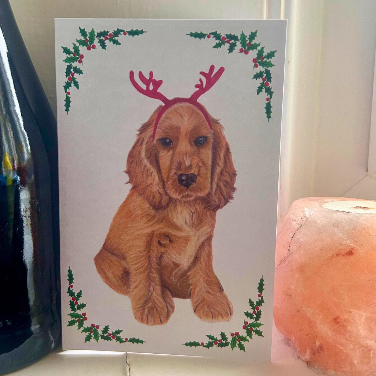 Hand Drawn Cocker Spaniel Christmas Card